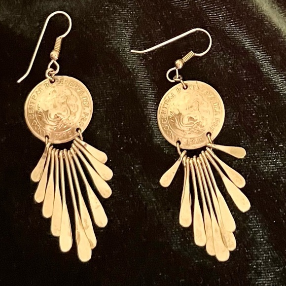 Banco Central De Reserva Del Peru 1976 Sterling Silver Dangle Earrings Boho Chic - Picture 8 of 17